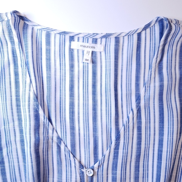 Maurices > Button-down V-neck Striped Top - Picture 5 of 8